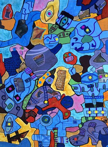 Fragments de foule by Danièle MERCIER-LUTZ, Painting for Sale on Select