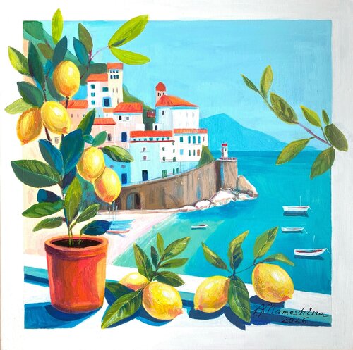 A view with lemons by Anastasia Mamoshina, Painting for Sale on Select