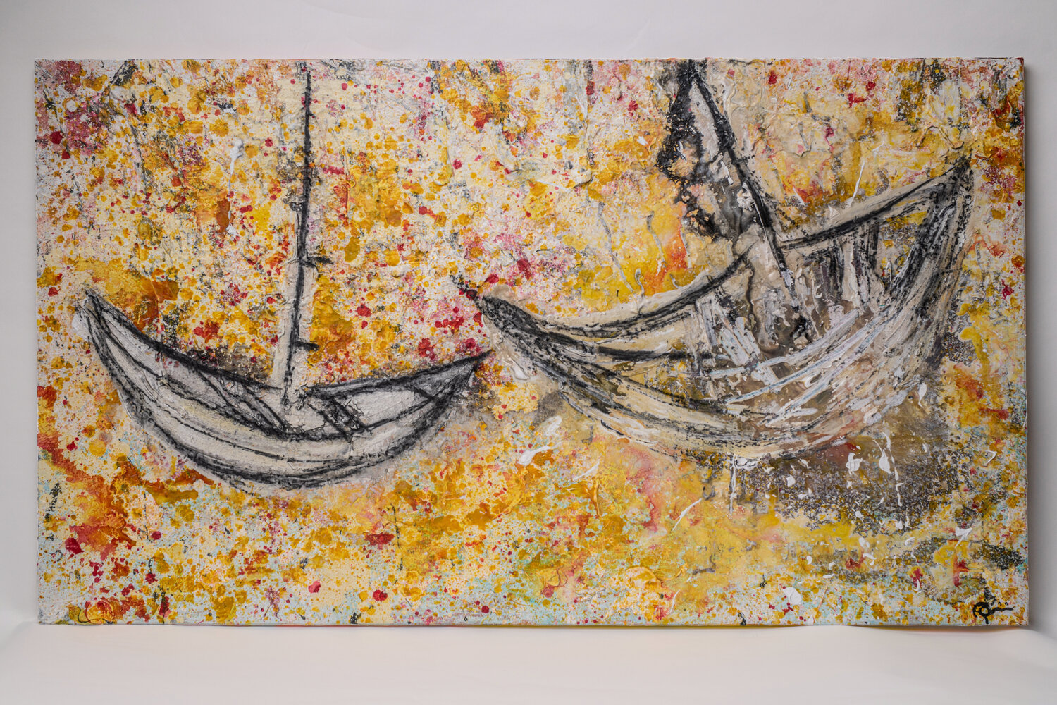 DEUX BATEAUX JOSE LUIS ANSON Original painting for sale