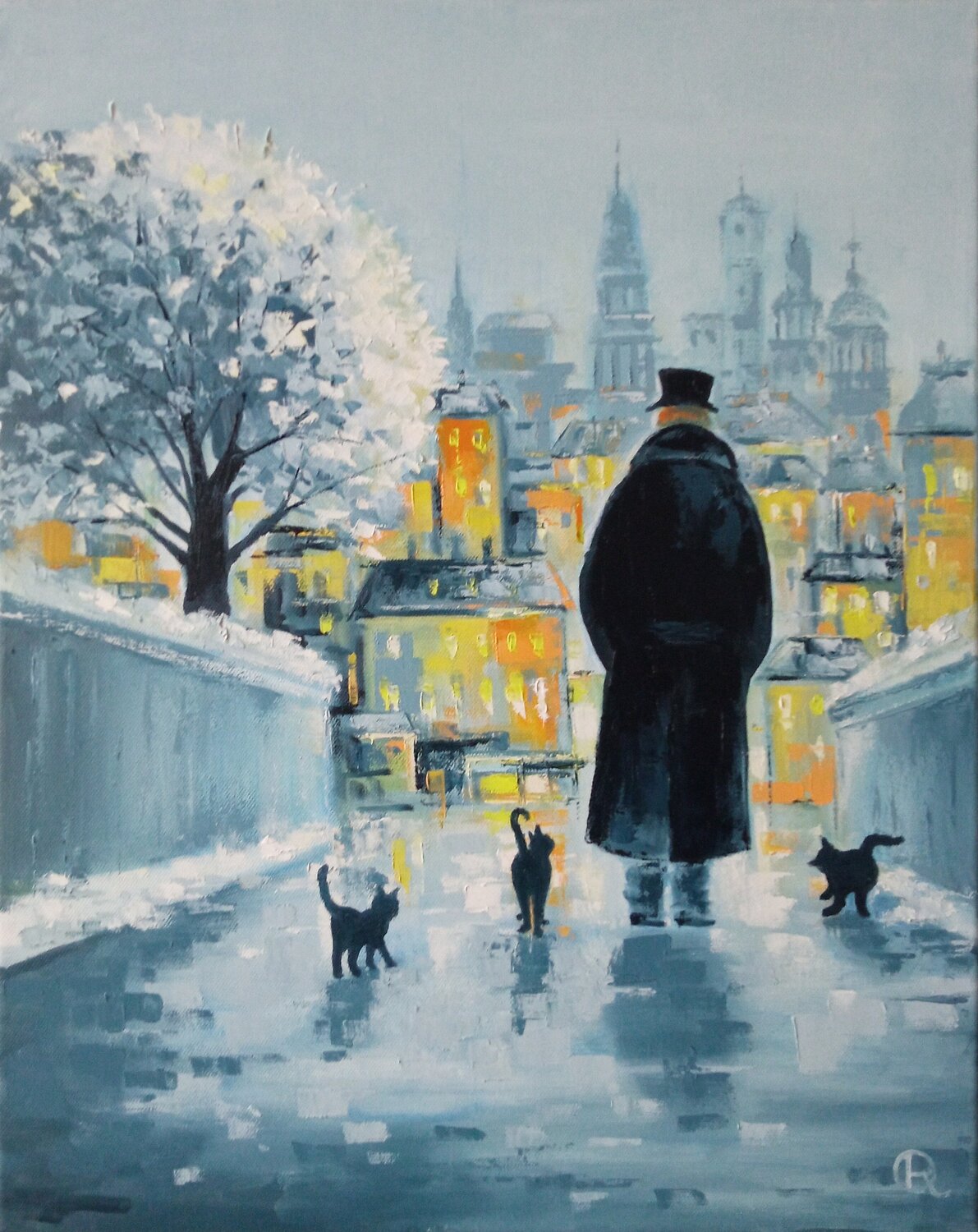 "Evening Walk" Oleg Ryzhkov Original painting for sale