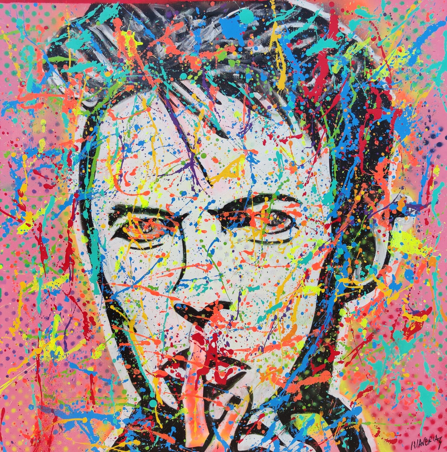 Bowie pop glamour Joan Llaverias Original painting for sale