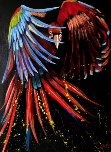 Joyful Parrot - When Joy Meets Your Past by Lindsay Siemers, Painting for Sale on Select