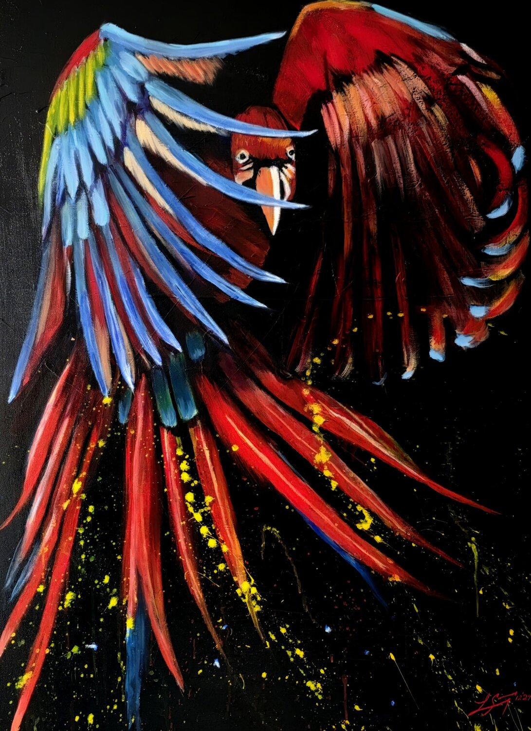 Joyful Parrot - When Joy Meets Your Past Lindsay Siemers Original painting for sale