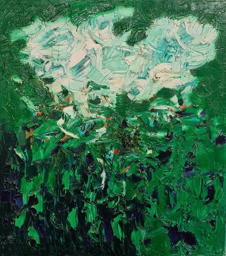 Cromatico verde - grande nuvola estiva by Domenico Asmone, Painting for Sale on Select