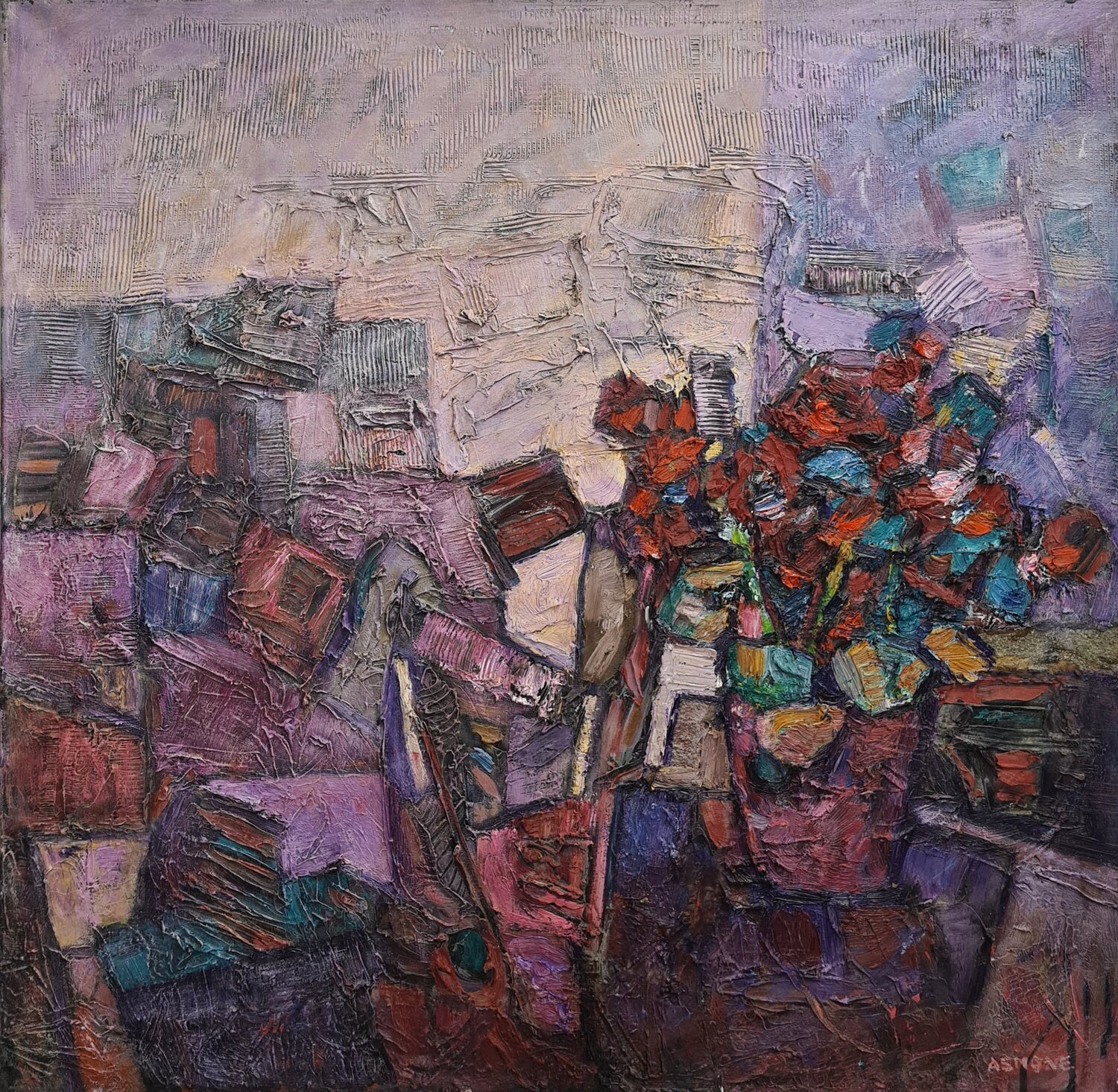 Natura morta cromatica Domenico Asmone Original painting for sale