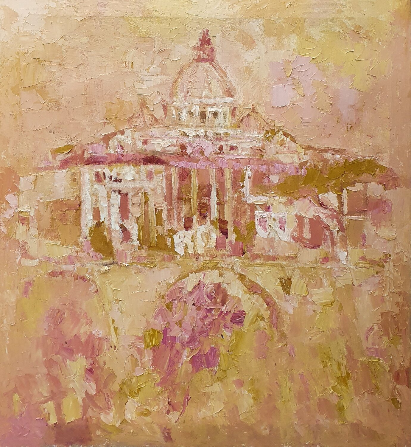 Roma cromatica (S.Pietro) Domenico Asmone Original painting for sale
