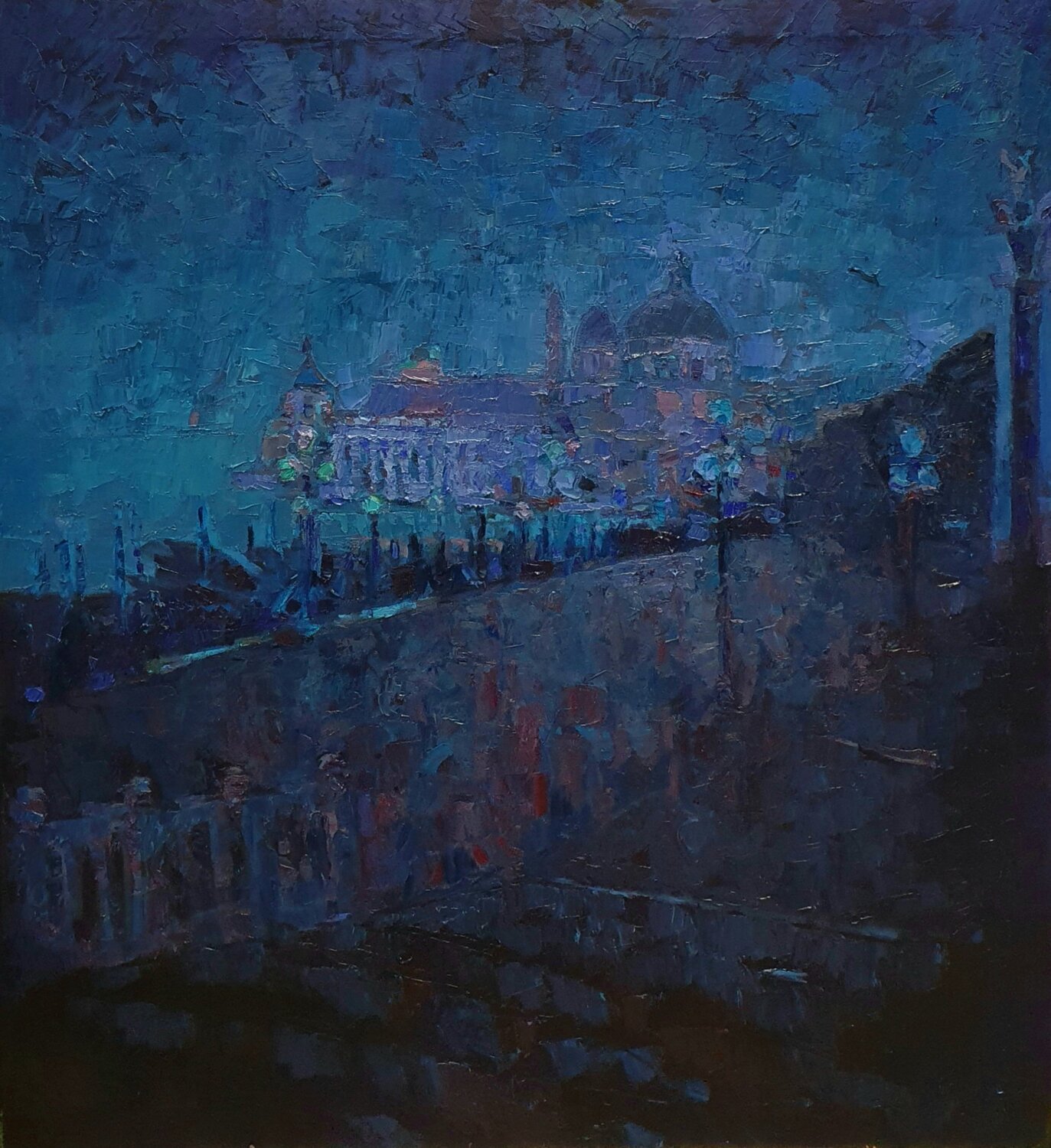 Venezia cromatica (notturno) Domenico Asmone Original painting for sale