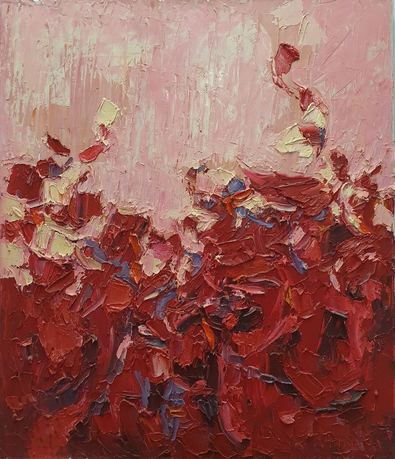 Cromatico rosso Domenico Asmone Original painting for sale