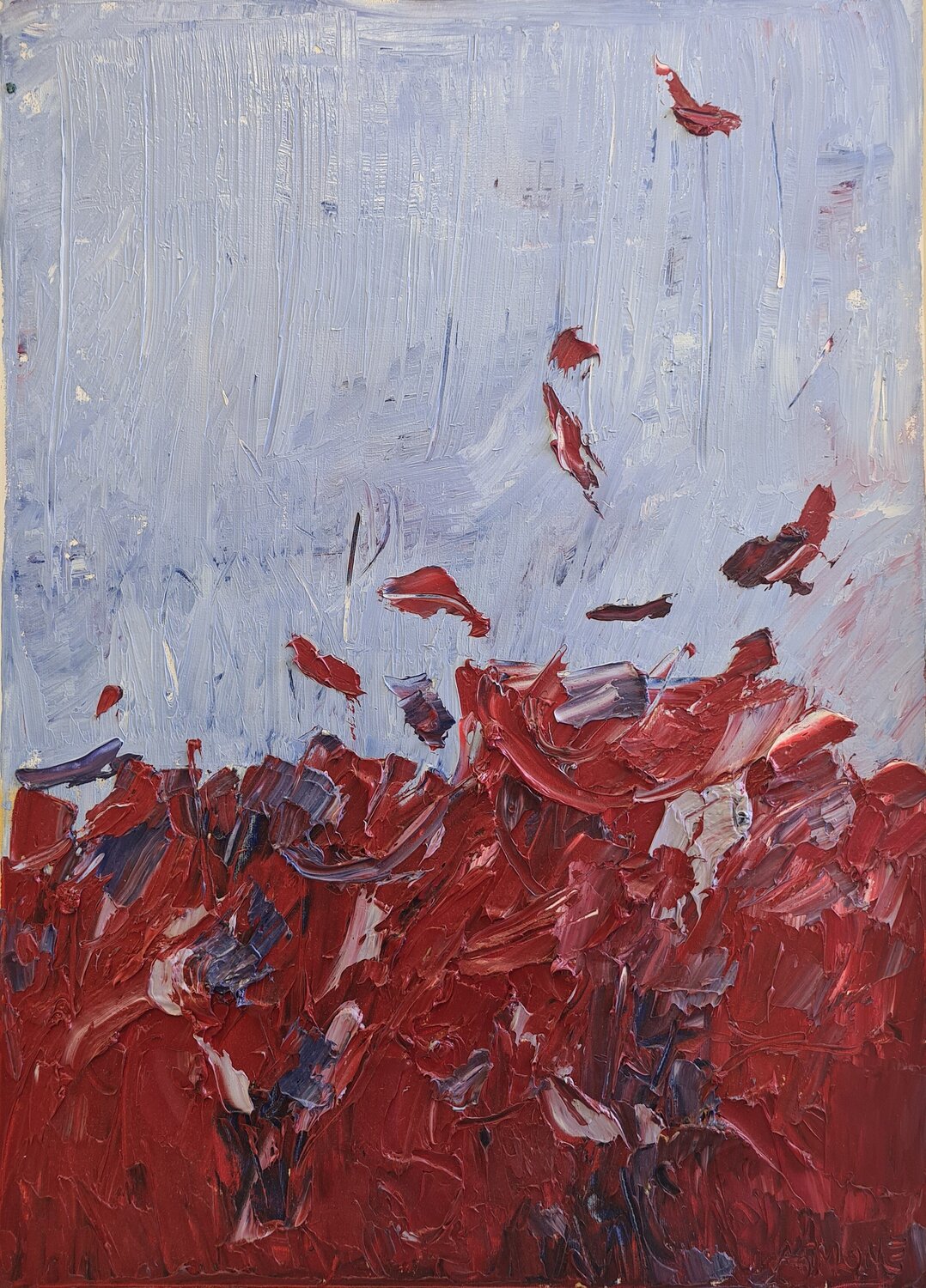 Cromatico rosso Domenico Asmone Original painting for sale
