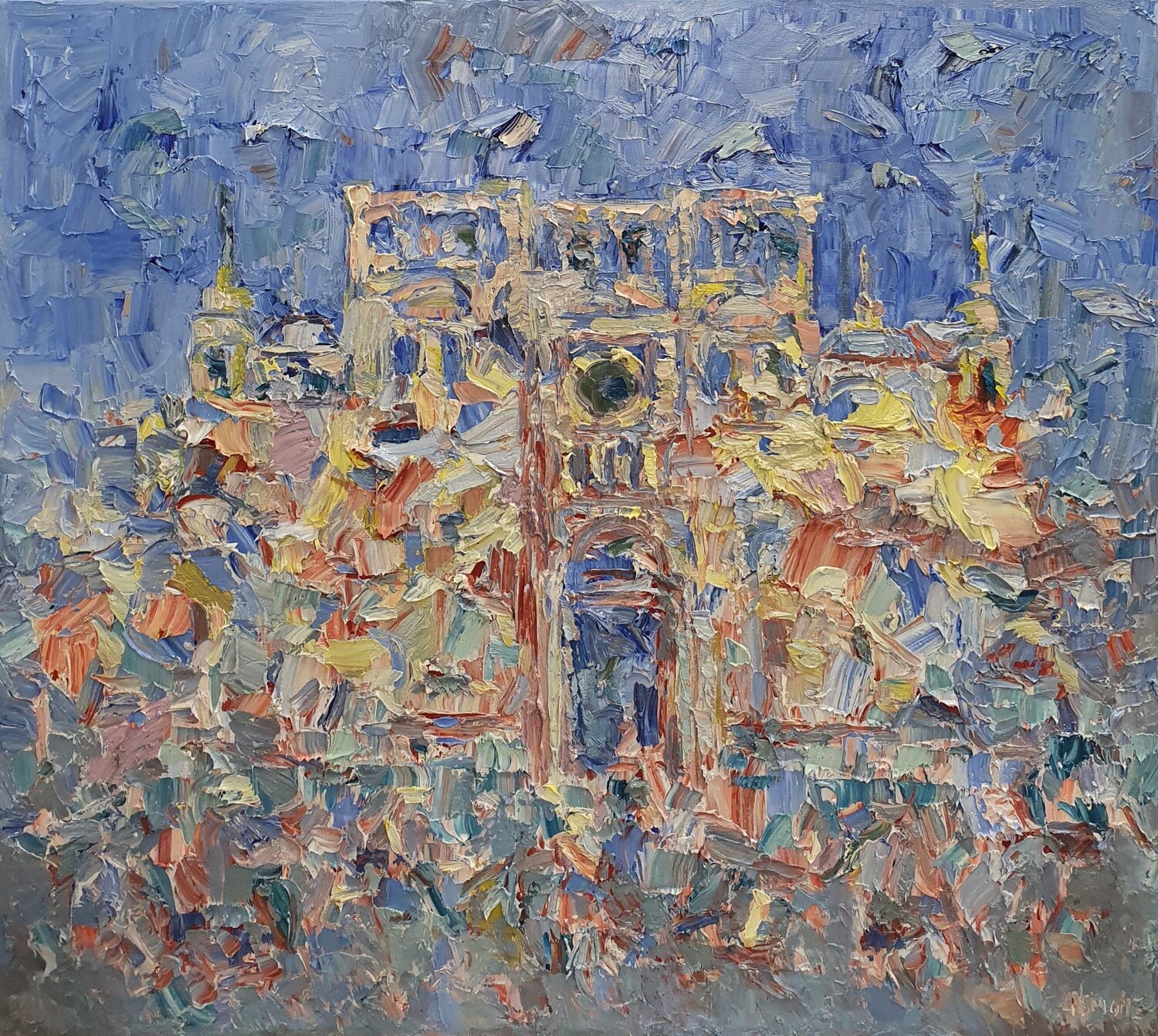 La Certosa verso sera - Pavia cromatica Domenico Asmone Original painting for sale