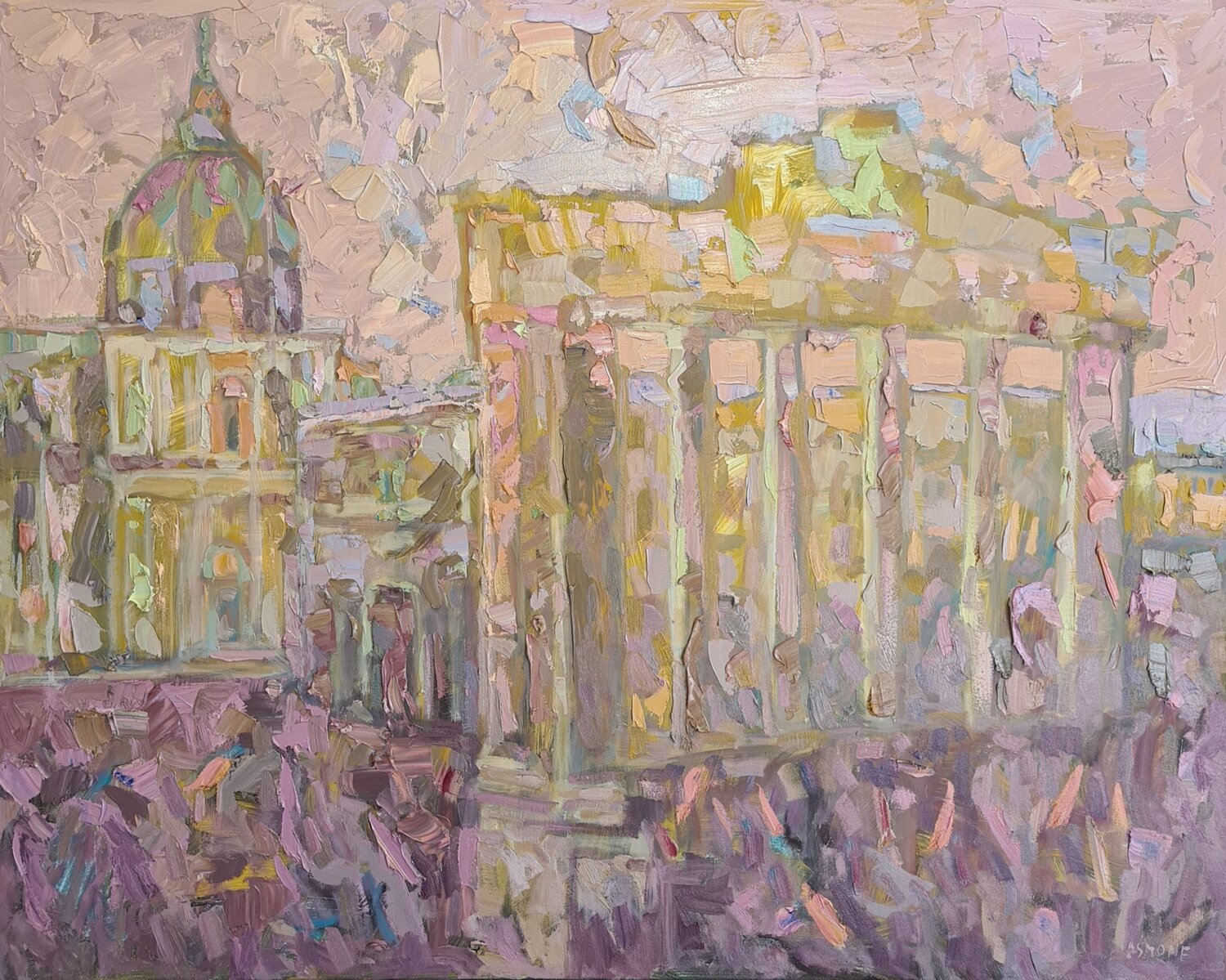 Tramonto cromatico a Roma Domenico Asmone Original painting for sale