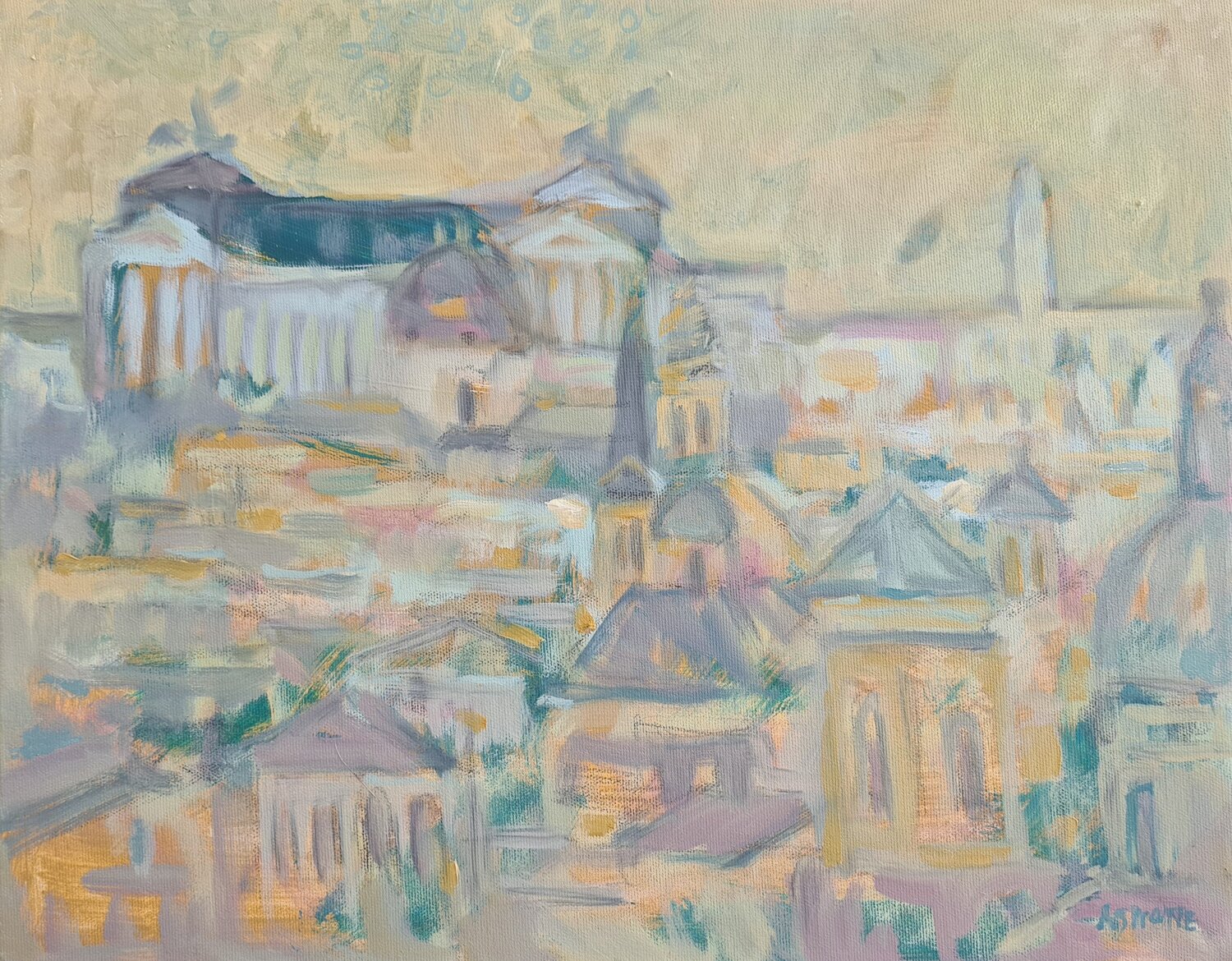 Roma cromatica Domenico Asmone Original painting for sale