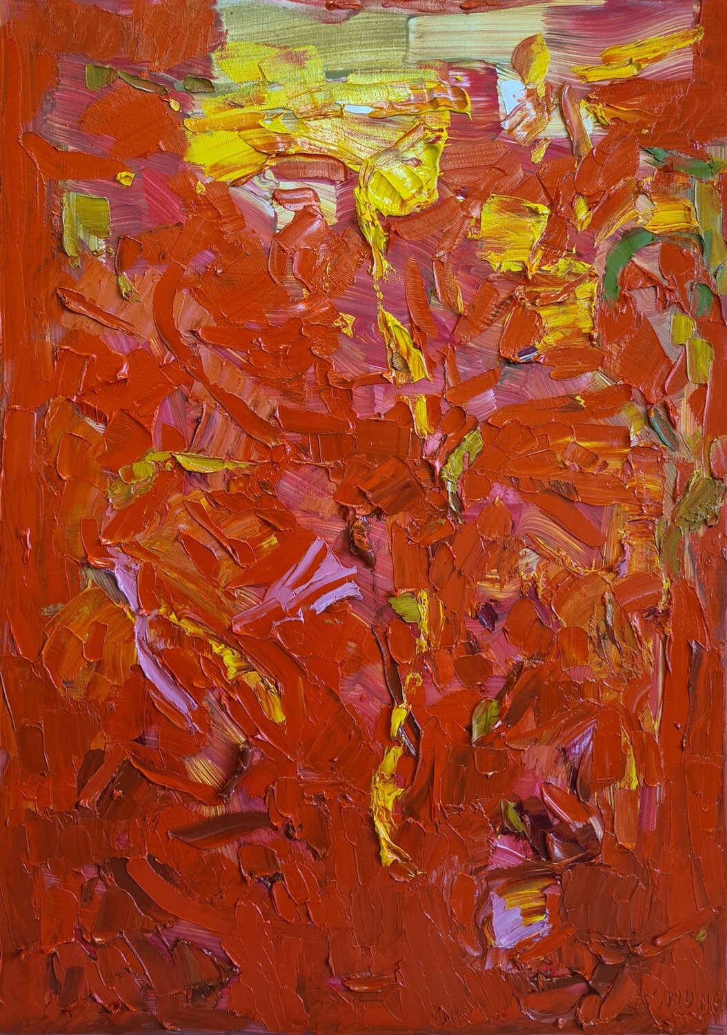 Cromatico rosso Domenico Asmone Original painting for sale
