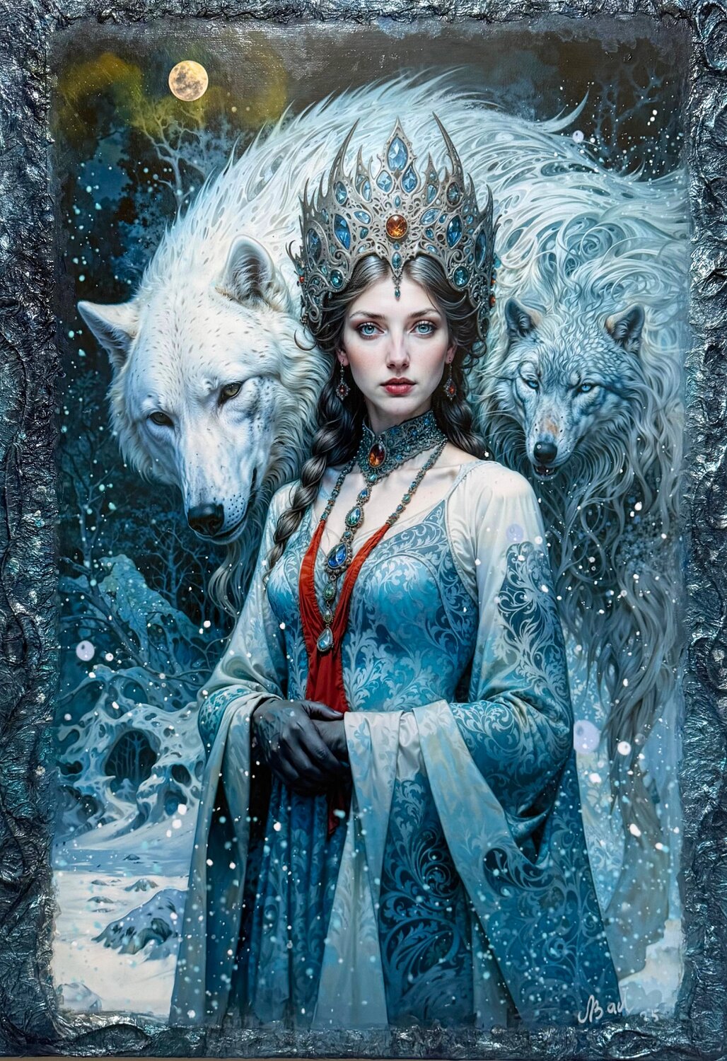 “Keeper of Icy Dreams” Annael Grey Originalgemälde zu verkaufen