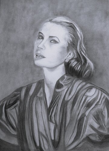 Die Schauspielerin Grace Kelly 1956 by Birger Dicke, Drawing for Sale on Select