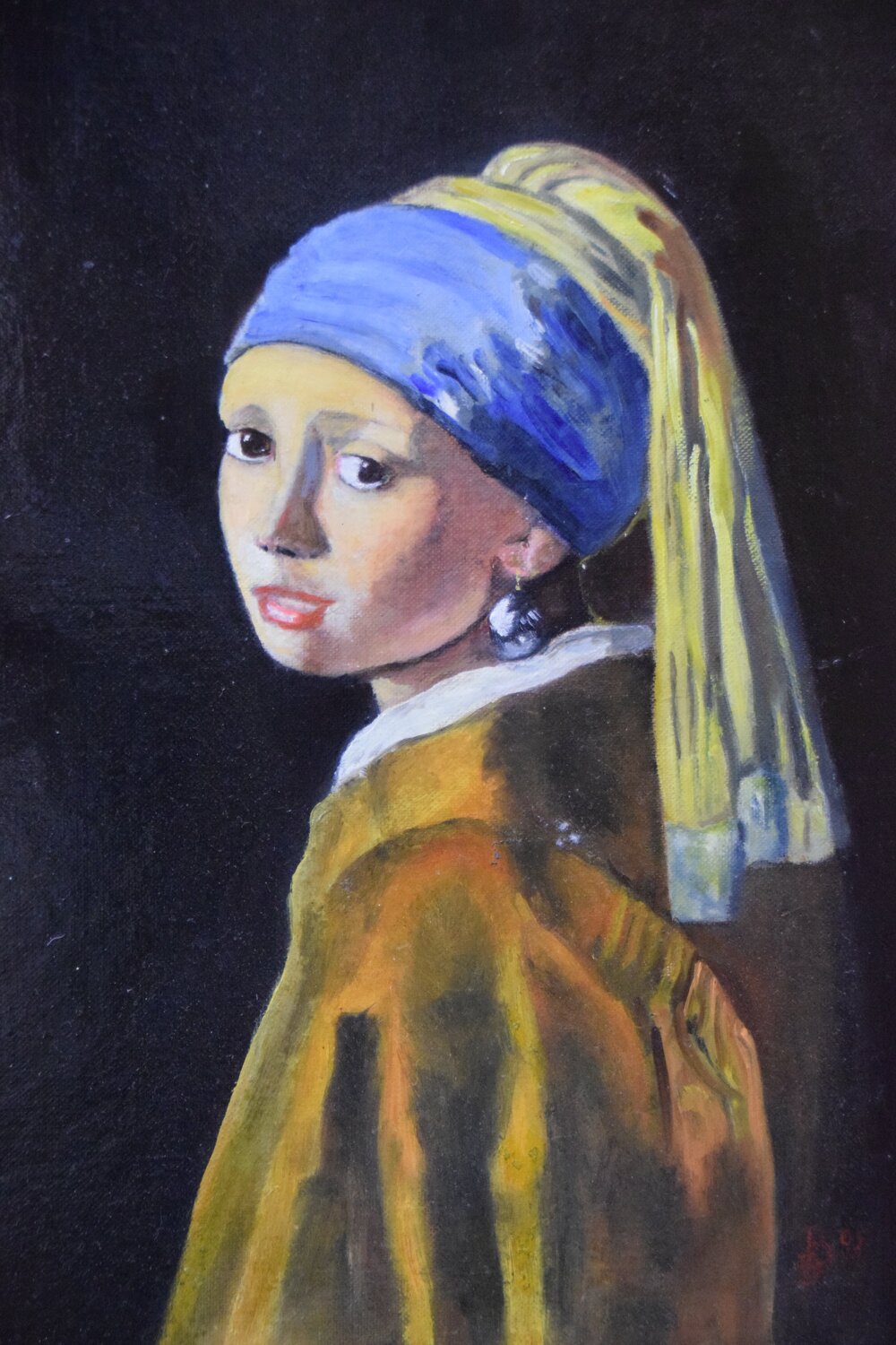 Das Mädchen mit dem Perlohrgehänge nach Vermeer Birger Dicke Original painting for sale