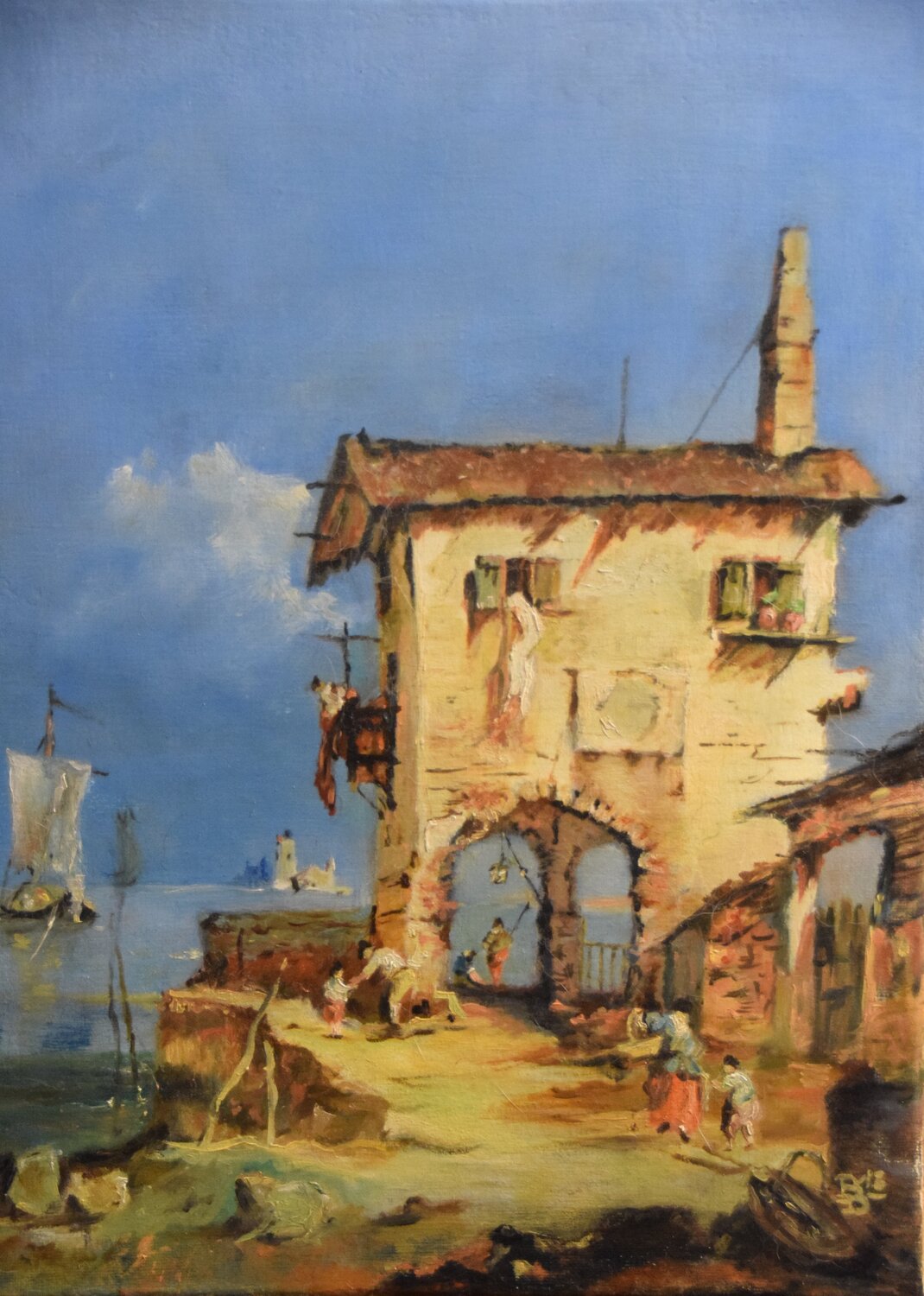 Capriccio nach Guardi Birger Dicke Original painting for sale