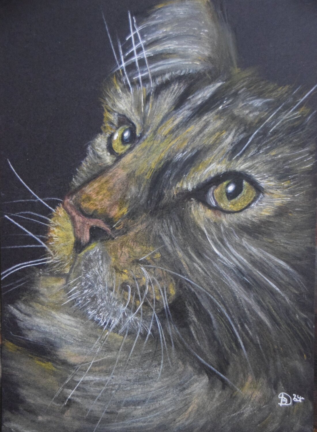 Katze die Umgebung beobachtend Birger Dicke Original painting for sale