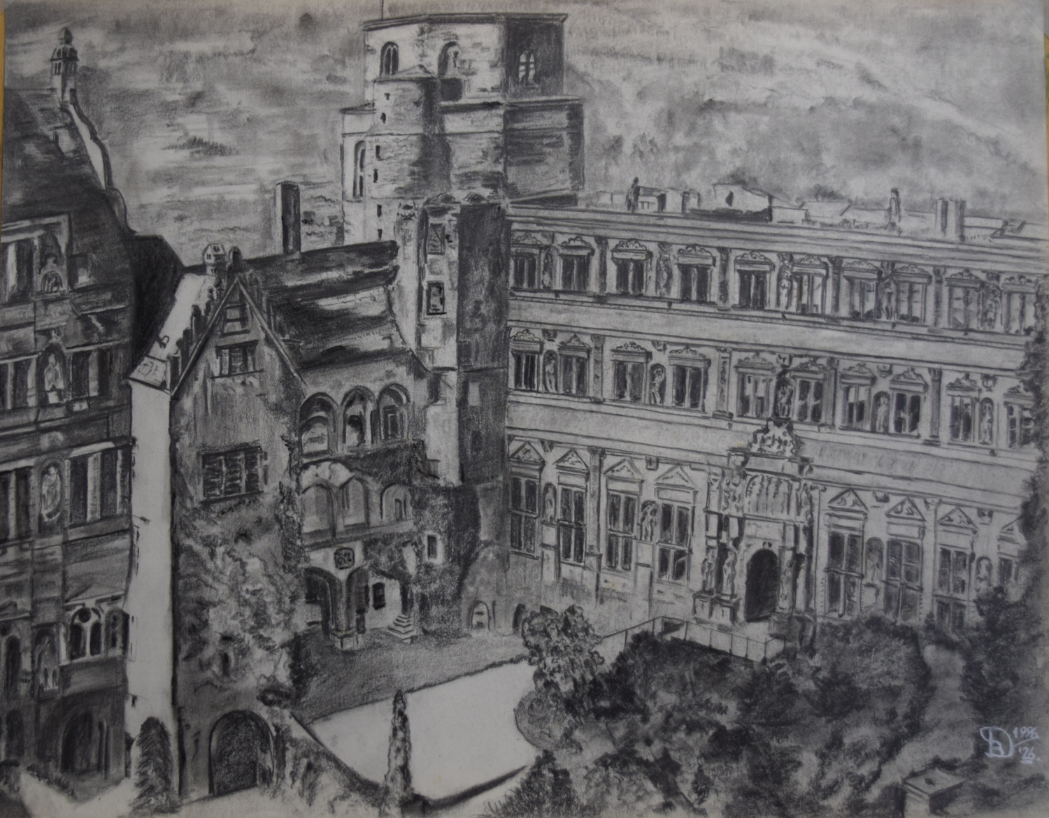 Ottheinrichsbau des Heidelberger Schlosses Birger Dicke Drawing for sale