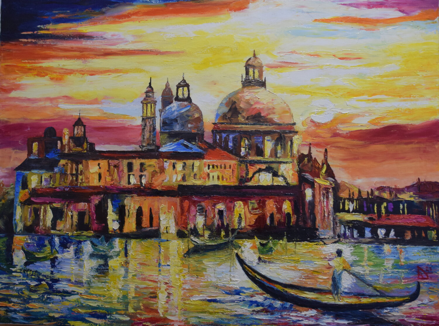 The golden skies of Venice nach Leonid Afremov Birger Dicke Original painting for sale