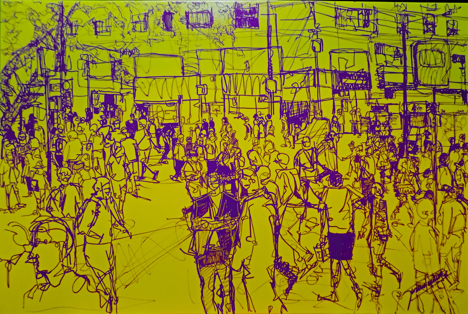Santiago en amarillo y violeta Gustavo Leutun Original painting for sale