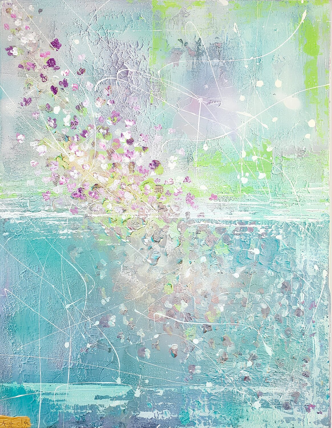RAIN OF FLOWERS Art of K - Kathleen Simon Original painting for sale