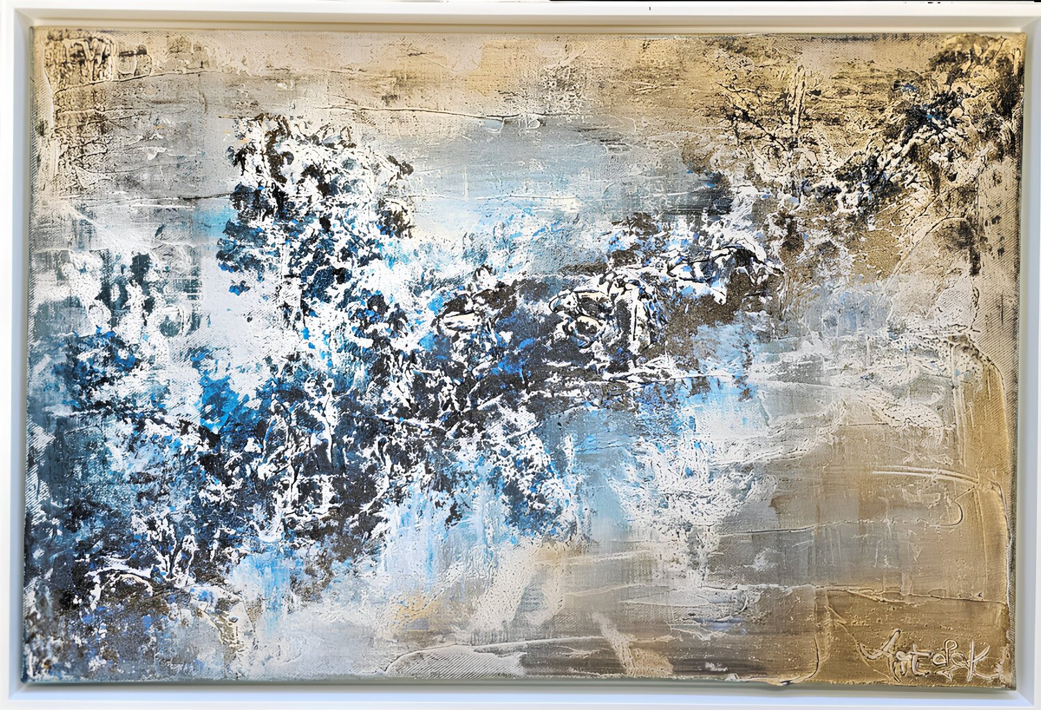 OCEAN MEETS BEACH Art of K - Kathleen Simon Original painting for sale