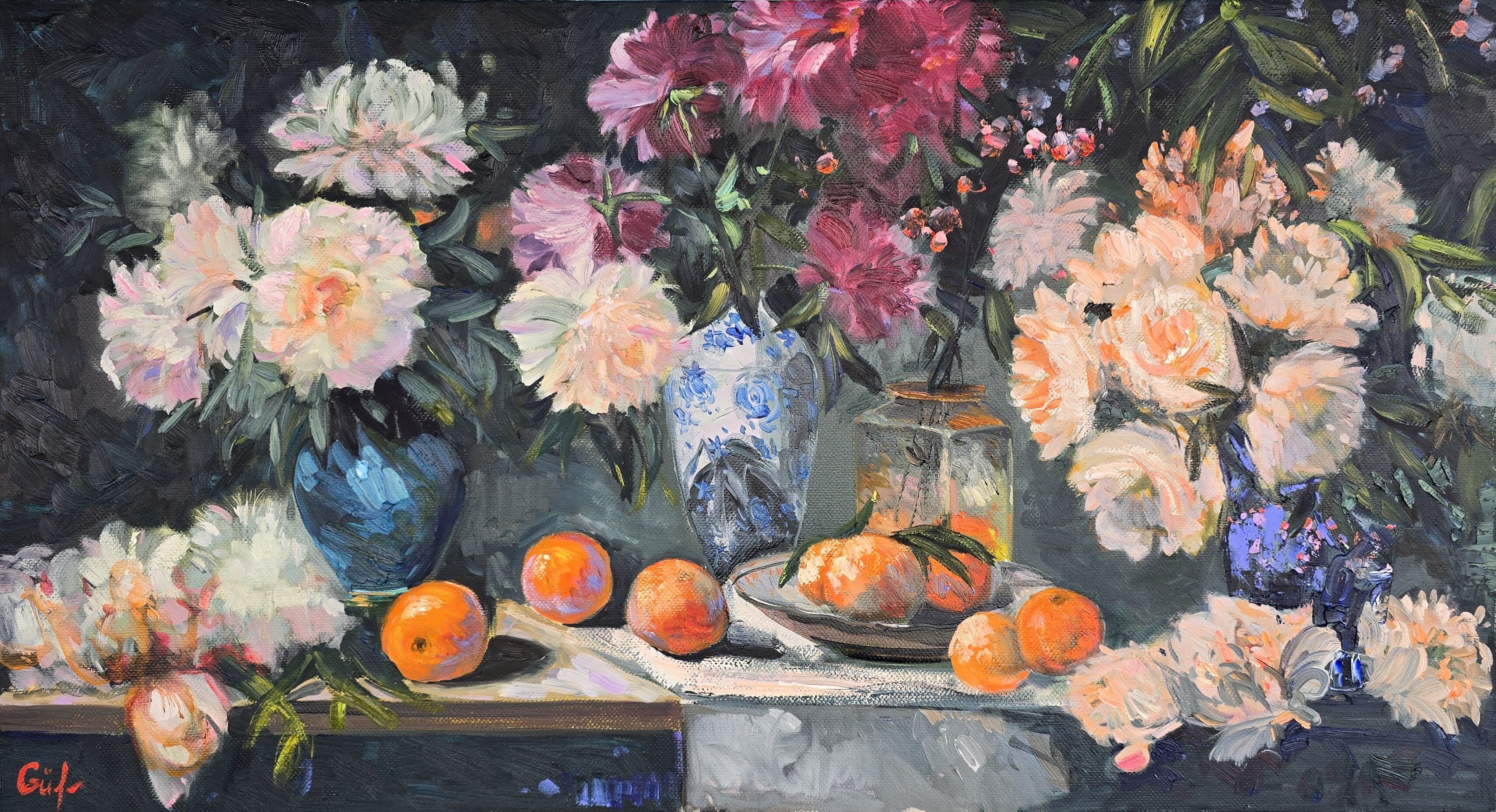 Still Life with Peonies and Oranges