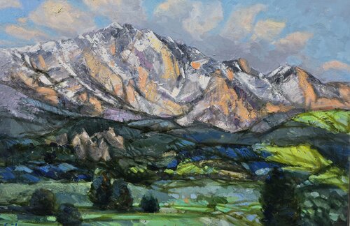 Golden Peaks by Gulshaba Abbasova, Painting for Sale on Select