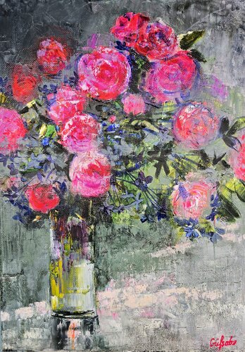Energy of Roses by Gulshaba Abbasova, Painting for Sale on Select