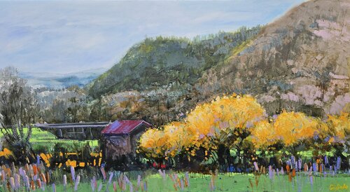 Where Mimosas Bloom by Gulshaba Abbasova, Painting for Sale on Select