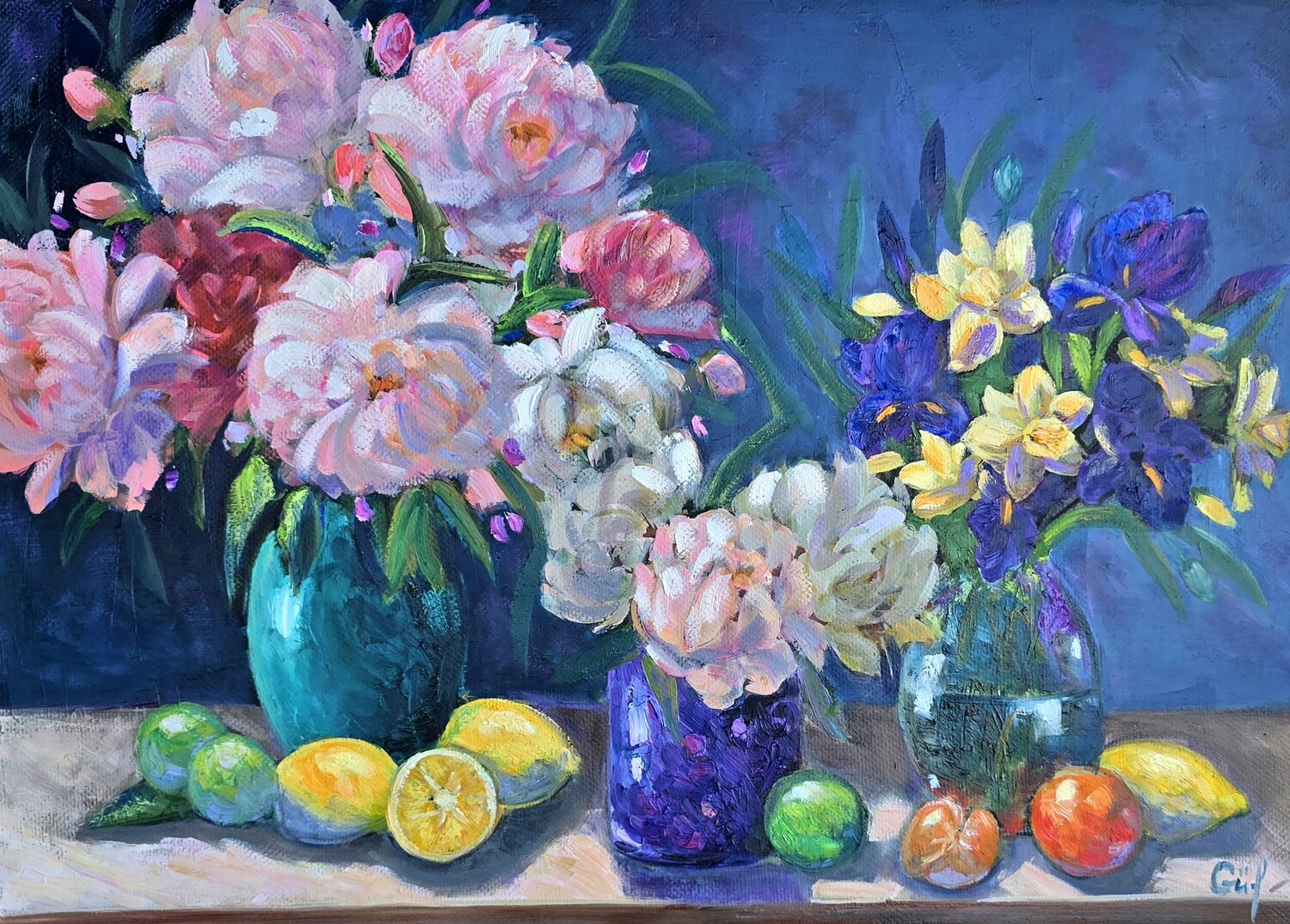 Spring Bouquet with Citrus Gulshaba Abbasova Original painting for sale