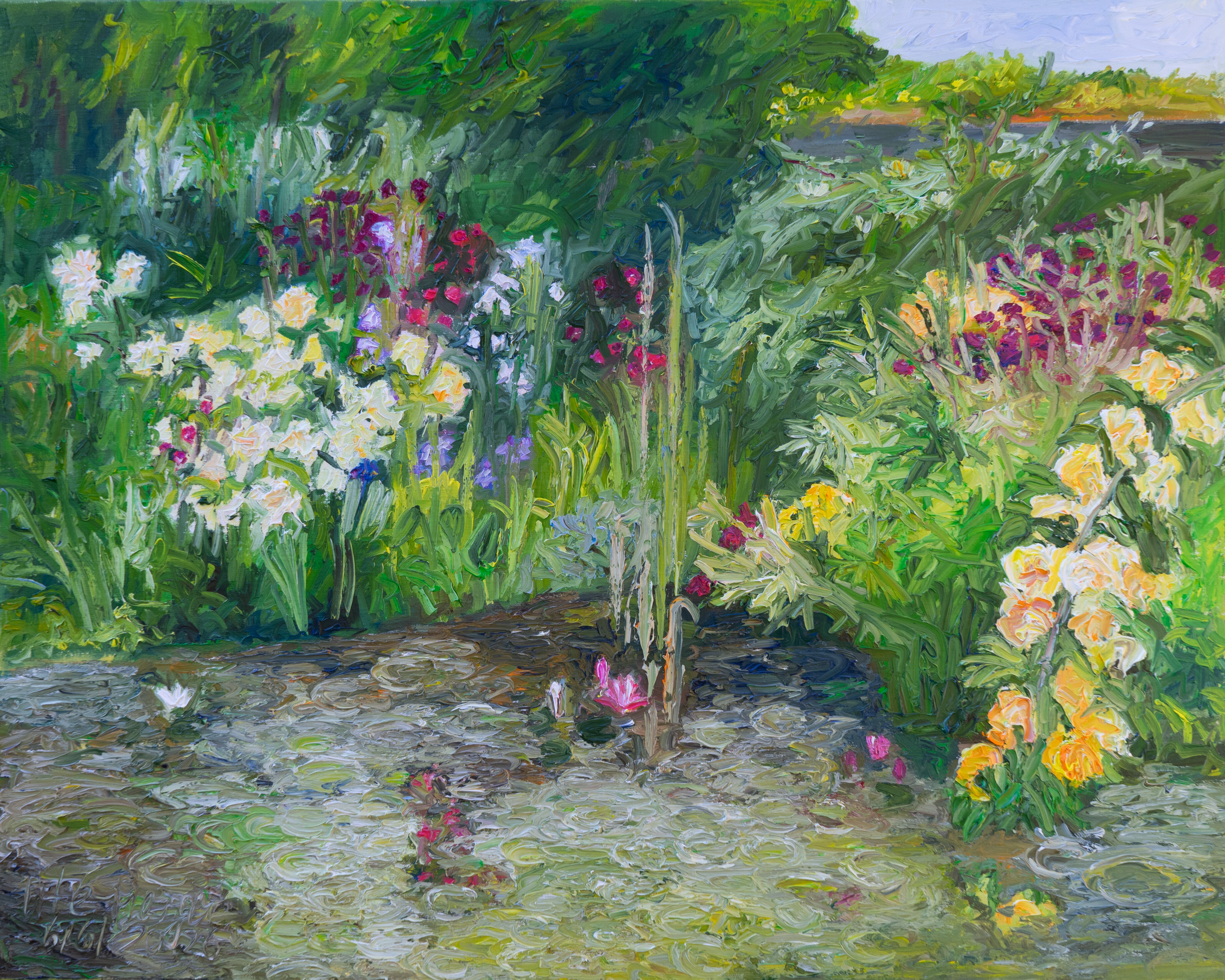 Regentropfen auf dem Teich