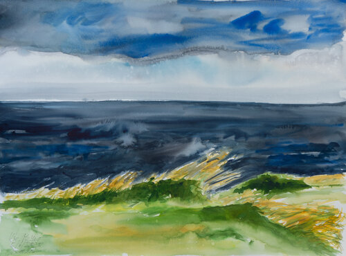 Regenhimmel und Wind / Vittens Længe/ Ærø von Ute Meyer, Malerei kaufen auf Select