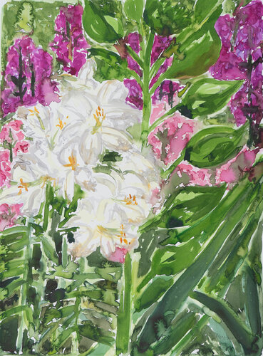 Weiße Lilien by Ute Meyer, Painting for Sale on Select