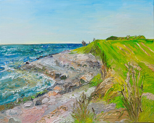 Leuchtend grünes Feld / Sct. Albert / Ærø by Ute Meyer, Painting for Sale on Select