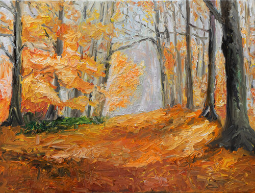 Weg durch den Herbstwald by Ute Meyer, Painting for Sale on Select