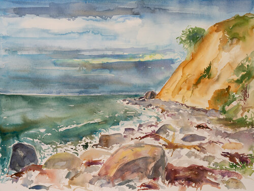 Blaugrüne Ostsee / Sct. Albert / Ærø by Ute Meyer, Painting for Sale on Select