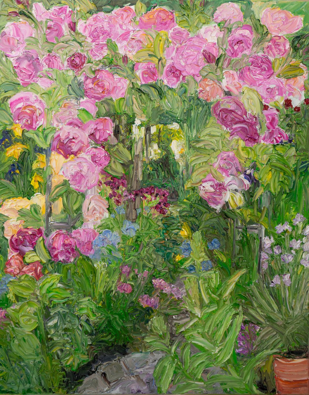 Weg durch den Rosenbogen Ute Meyer Original painting for sale