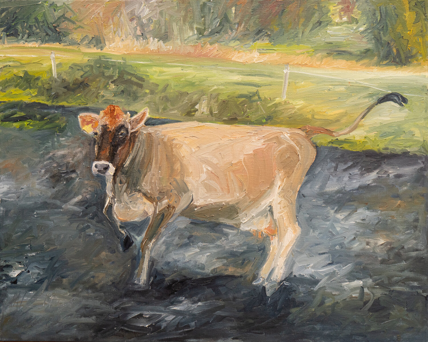 Übermütige Jersey Kuh/Ærø Ute Meyer Original painting for sale