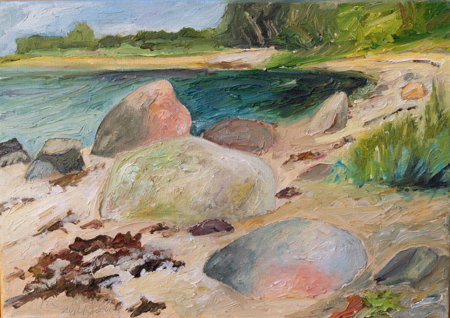 Friedliche Bucht am Waldrand /Knudshoved Ute Meyer Original painting for sale