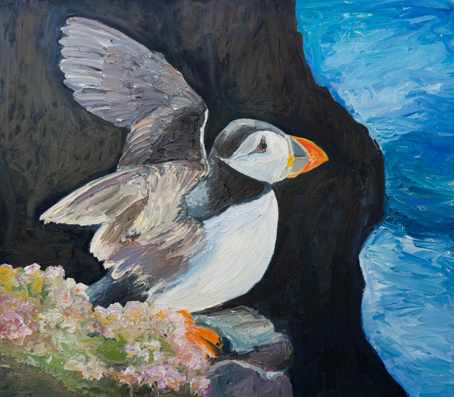 Papageientaucher Ute Meyer Original painting for sale