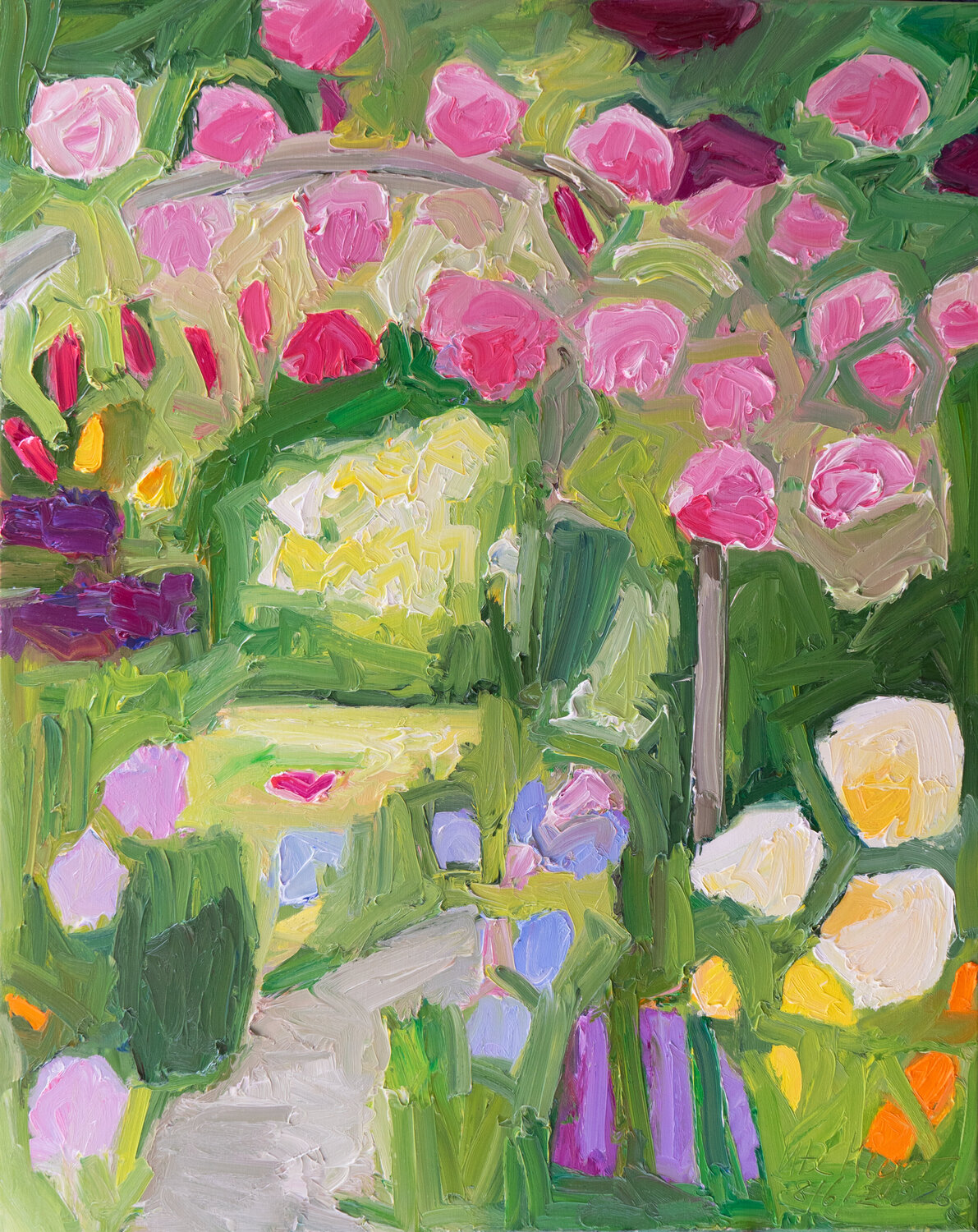 Weg durch den Rosenbogen II Ute Meyer Original painting for sale