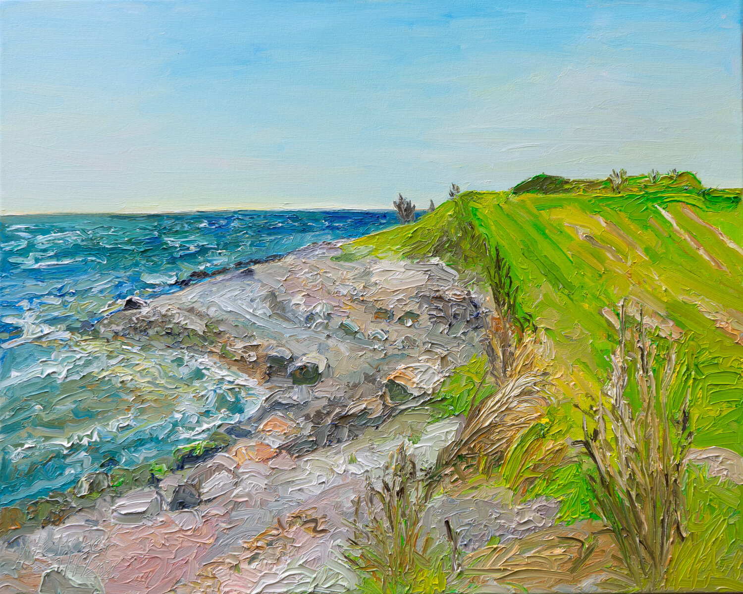 Leuchtend grünes Feld / Sct. Albert / Ærø Ute Meyer Original painting for sale