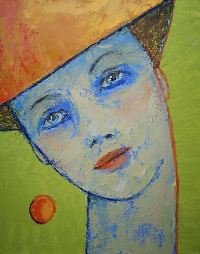 Blue Veil of Thought by Tessa Thonett, Painting for Sale on Select