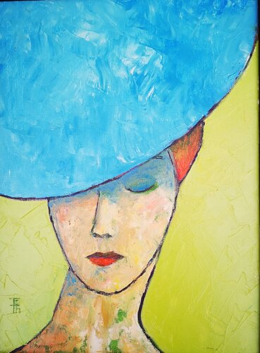 Blue Hat 2 by Tessa Thonett, Painting for Sale on Select
