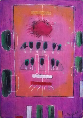 Wild chicken in red by Evelyn Marschall-Gebhard, Painting for Sale on Select