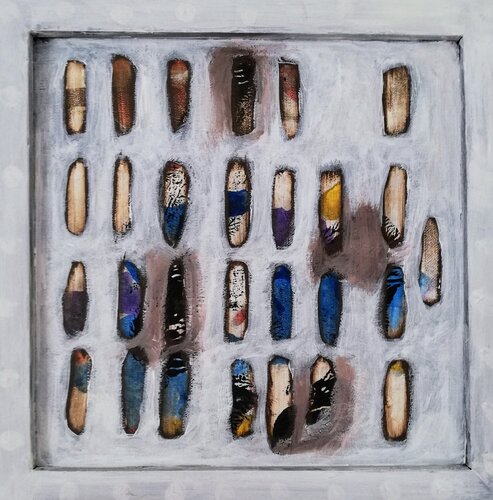 Like bricks in the wall (3) by Evelyn Marschall-Gebhard, Painting for Sale on Select