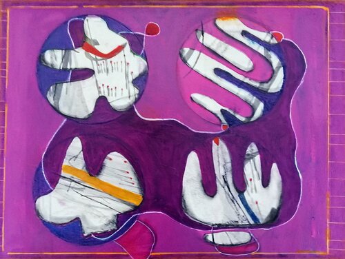 Gang of four (Vierer - Bande) by Evelyn Marschall-Gebhard, Painting for Sale on Select