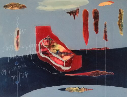 Notationen - Körper im Feld by Evelyn Marschall-Gebhard, Painting for Sale on Select